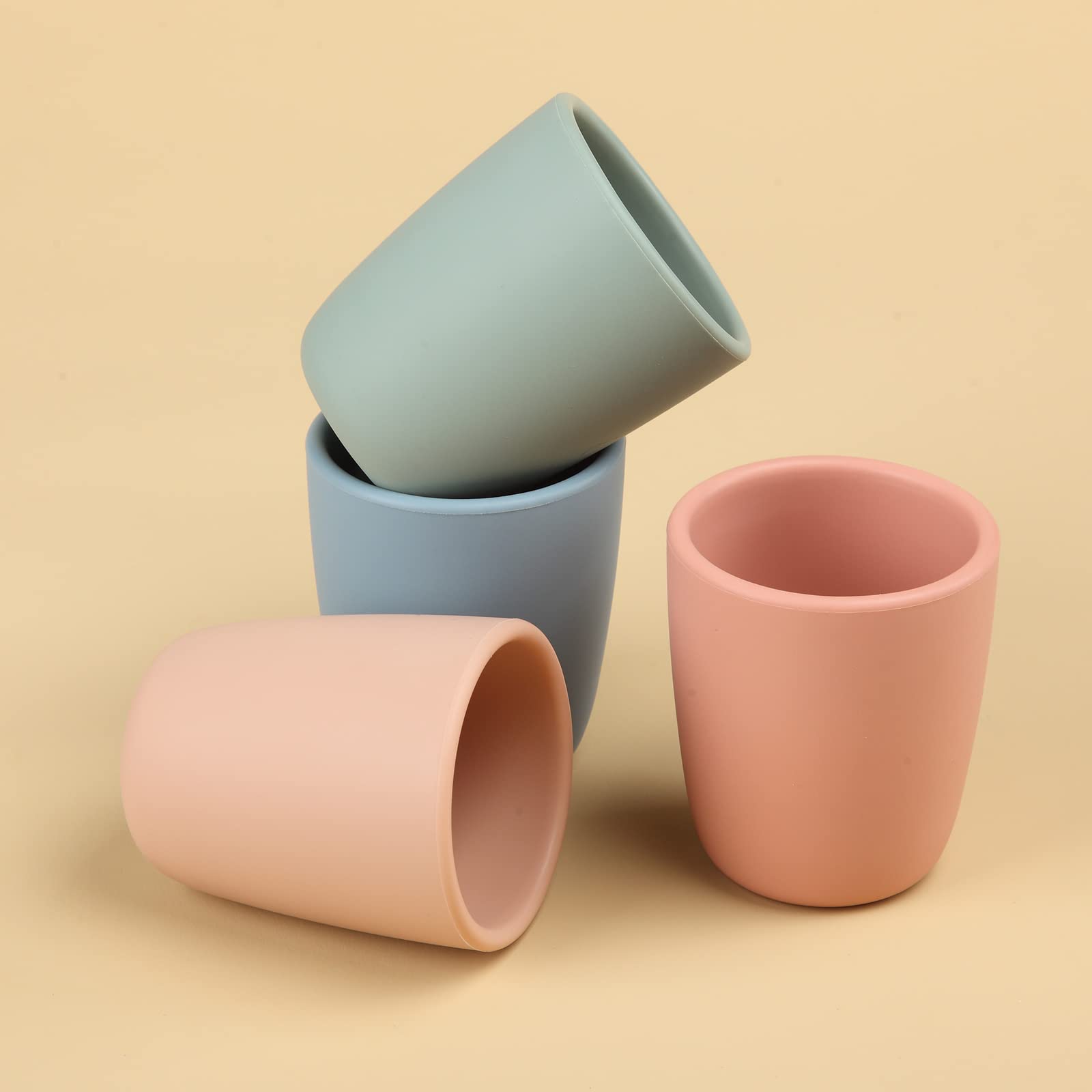 AULEGE Silicone Toddler Cup unbreakable with non-slip base to prevent spills.