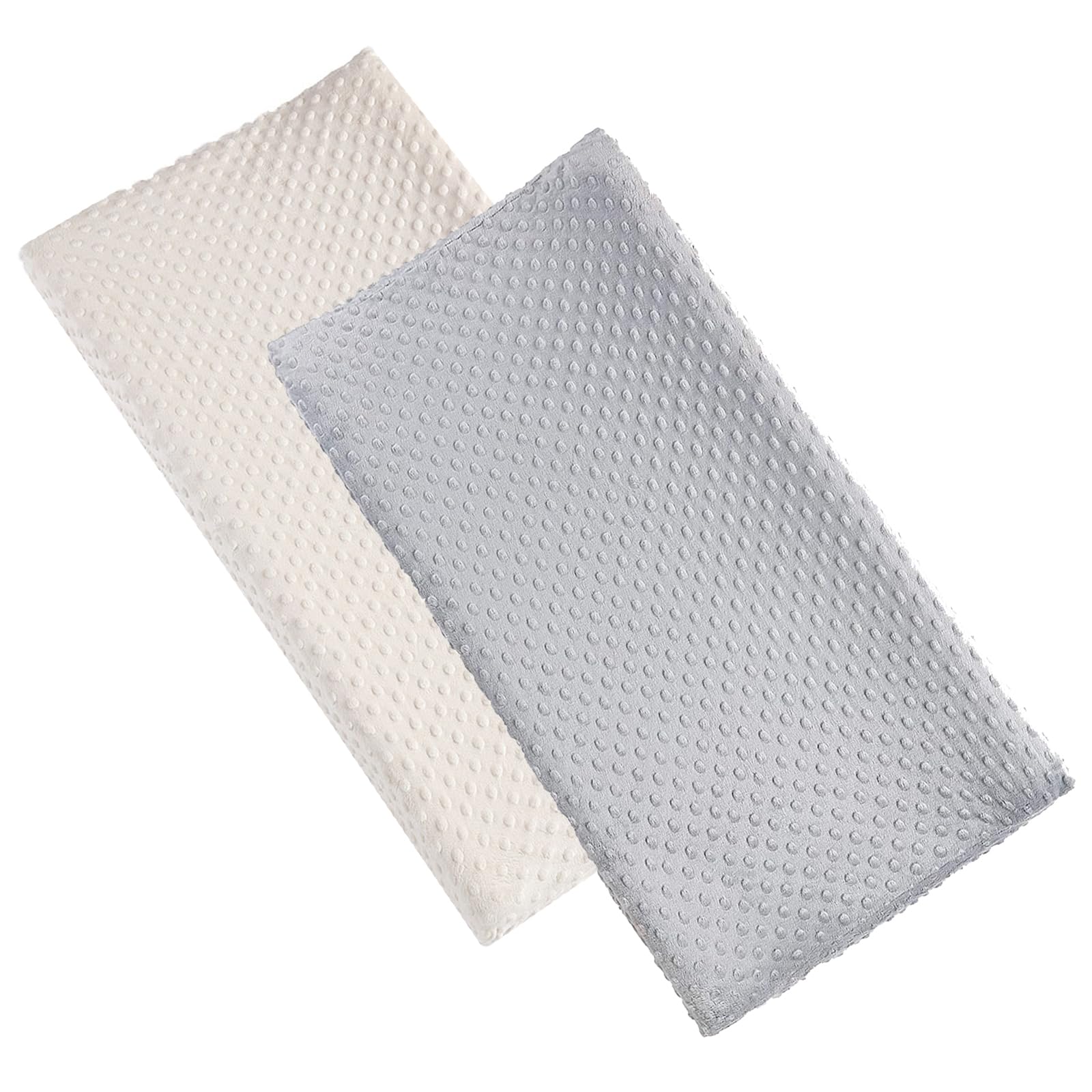 Aullar 2-pack solid changing table pad cover in beige and grey fits standard pads for easy diaper changes.