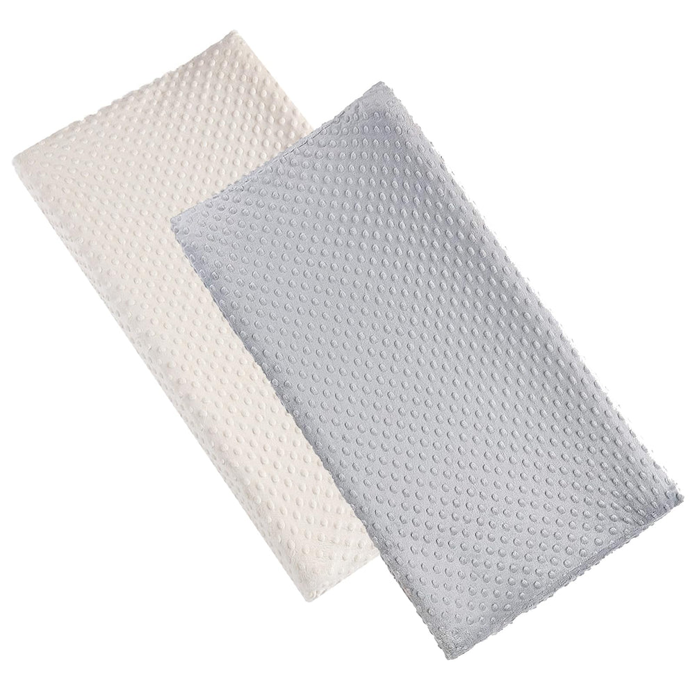 Aullar 2-pack solid changing table pad cover in beige and grey fits standard pads for easy diaper changes.
