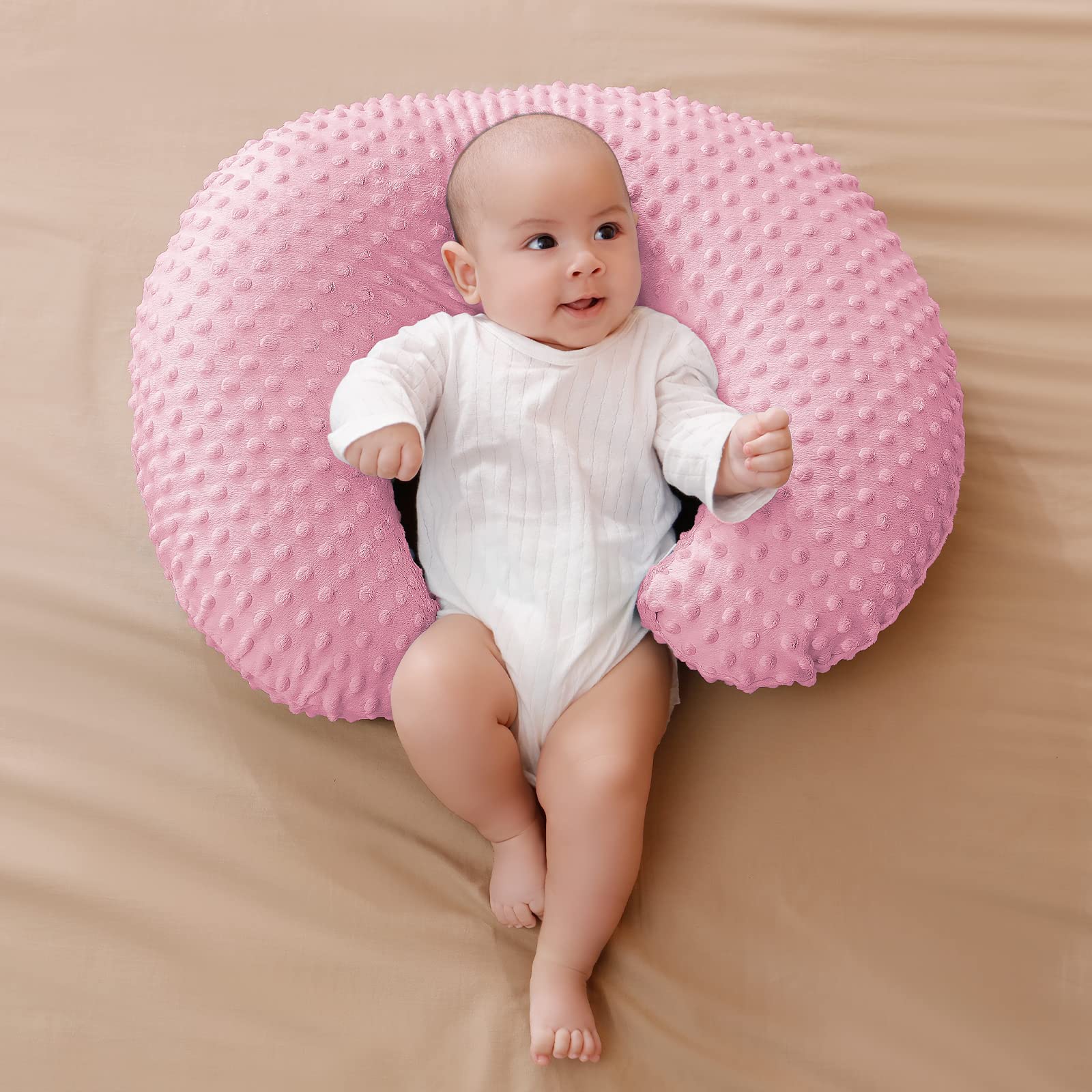 Aullar nursing pillow candy pink machine-washable-cover simplifies cleanup