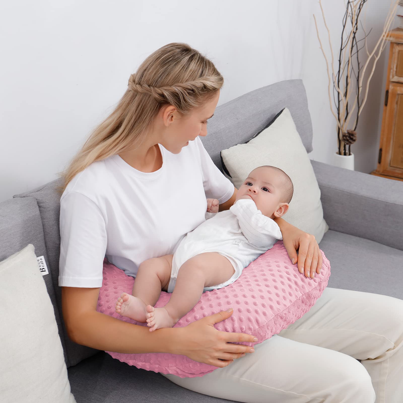 Aullar nursing pillow candy pink sitting-support assists safe baby seating