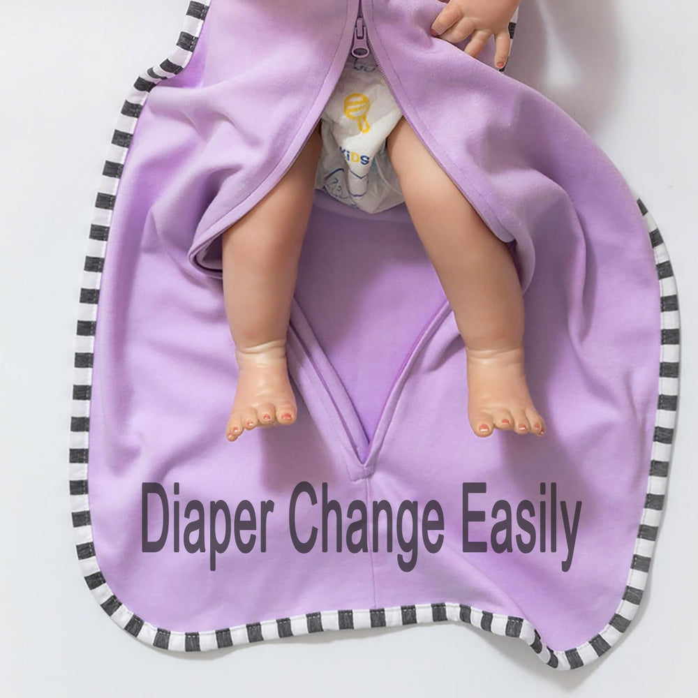 Aullar transition swaddle gift-set in light khaki and purple for easy gifting.