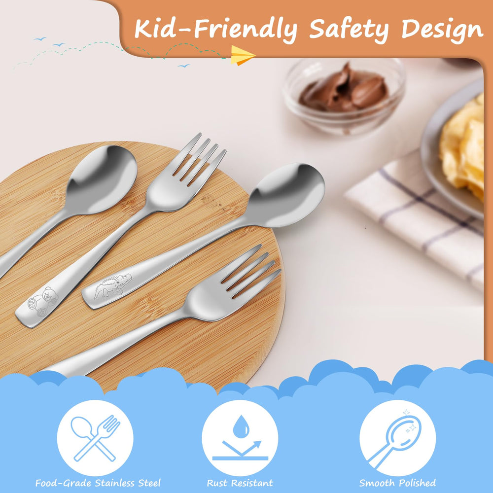 AUOIKK ergonomic handles on toddler utensils for comfortable dining.