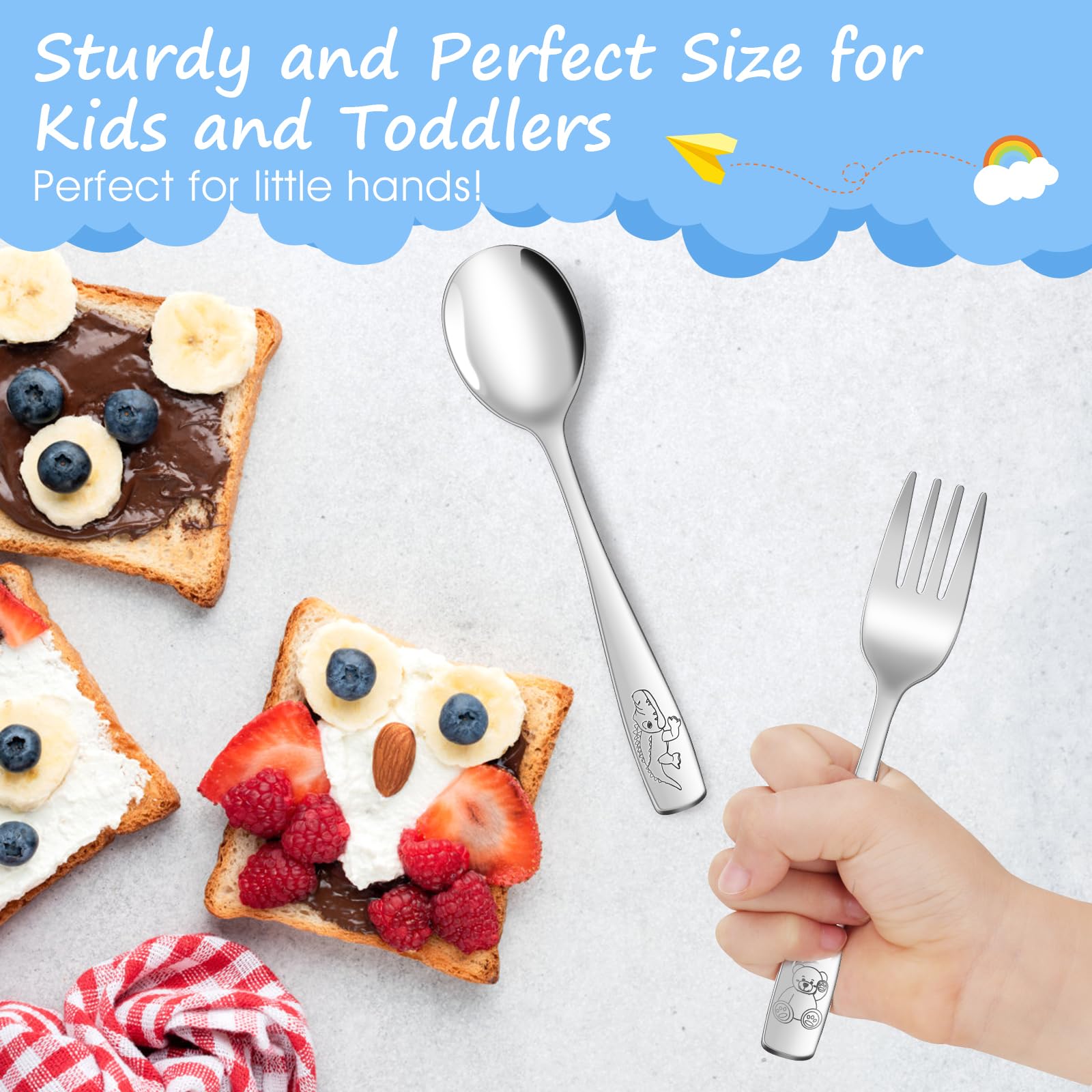 AUOIKK ergonomic handles make utensils easy to hold for tiny fingers