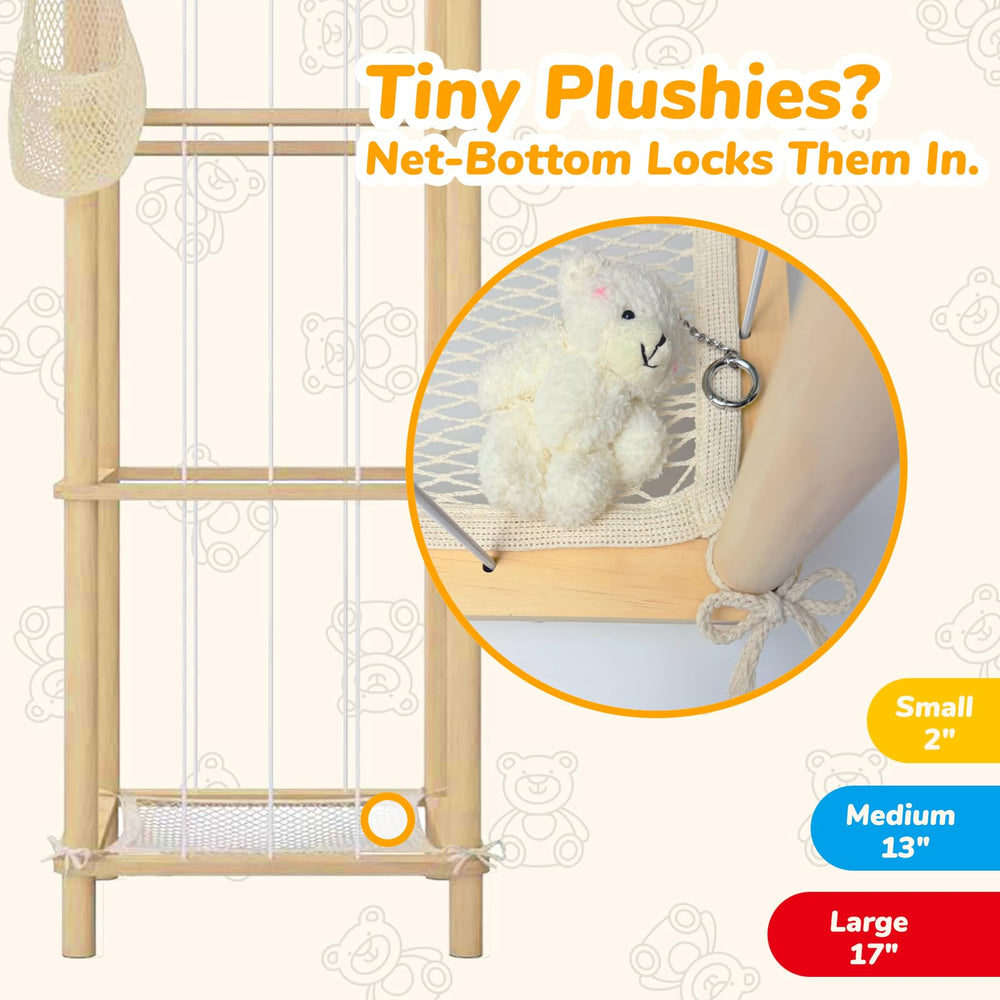 Auoleru elastic cords enable easy storage and retrieval of stuffed animals.