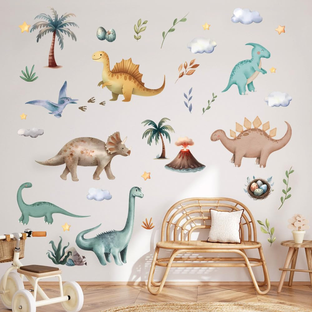Aurbhosa nursery dinosaur decor for multi-surface use on mirrors or tiles