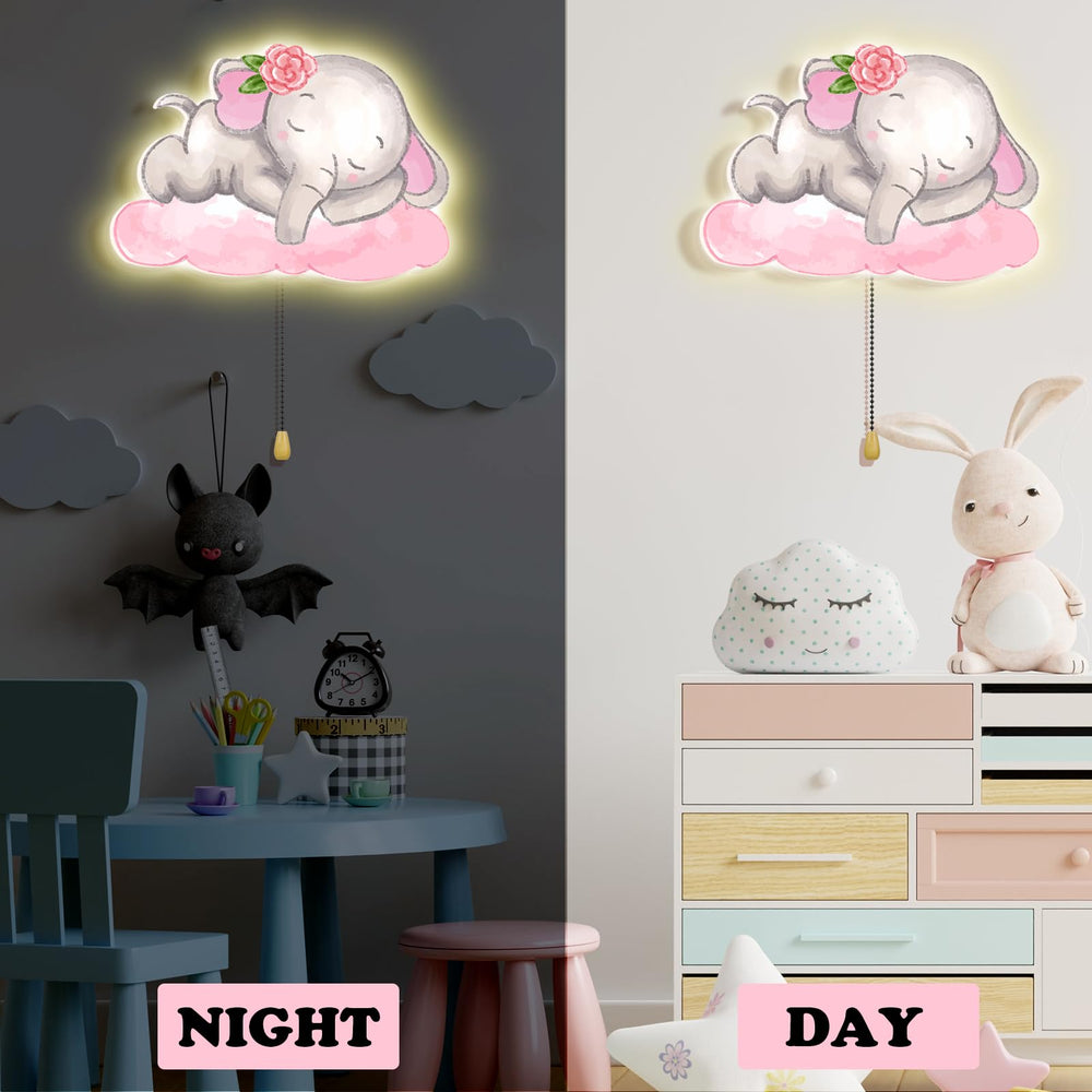 Aurelema Elephant Night Light soft glow enhances bedtime ambiance.