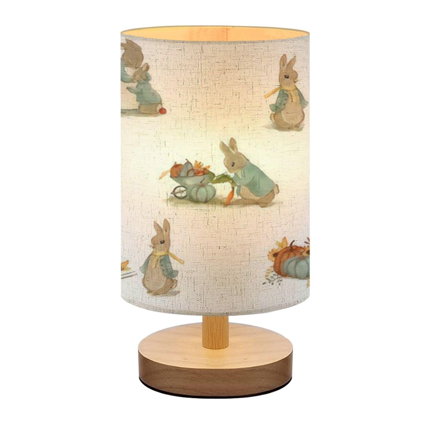 AURFIAIUOP bedside lamp with rabbit-pattern linen shade for cozy nights.