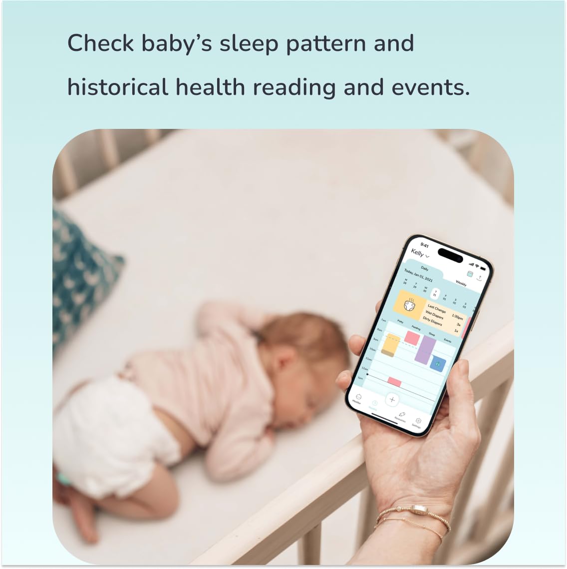 Aurio diaper wetness alert helps prompt timely diaper changes.