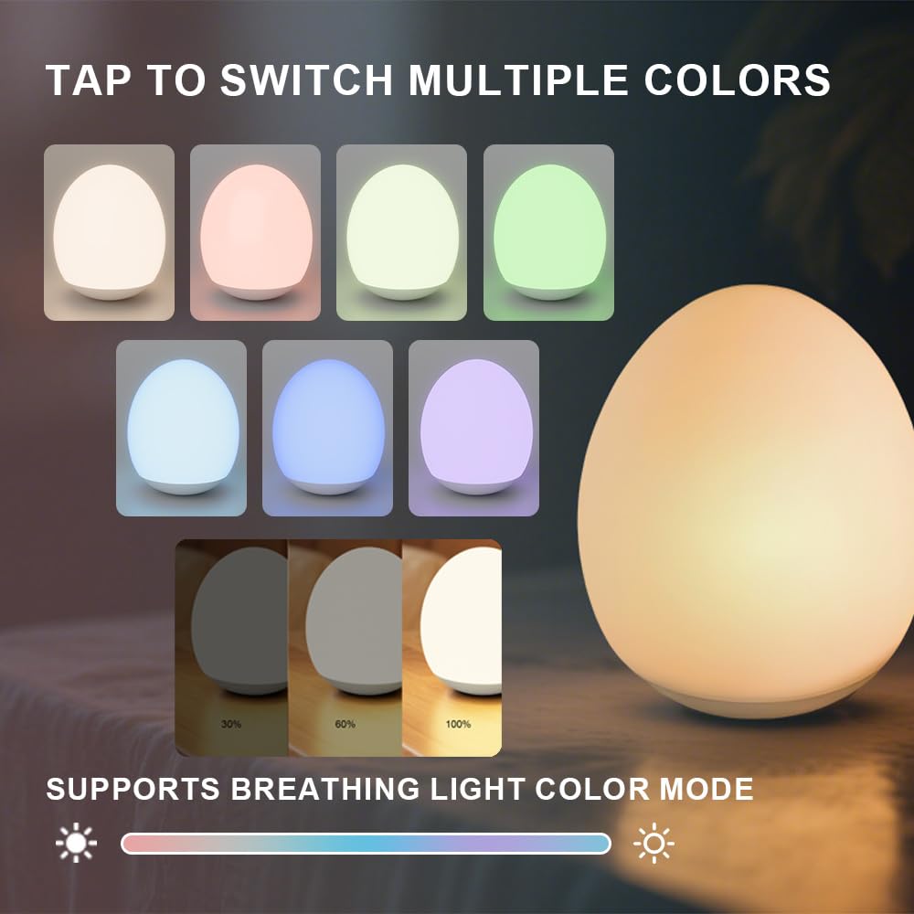 AuroraNiteBeam USB-C rechargeable egg light ensures uninterrupted nursery use.
