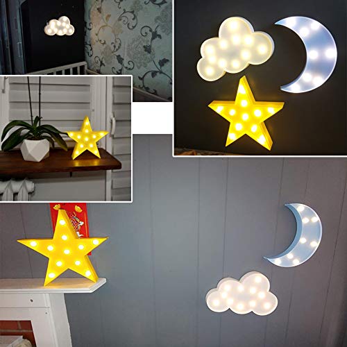 AUSAYE moon-star-cloud lights suitable for mantles or desks.