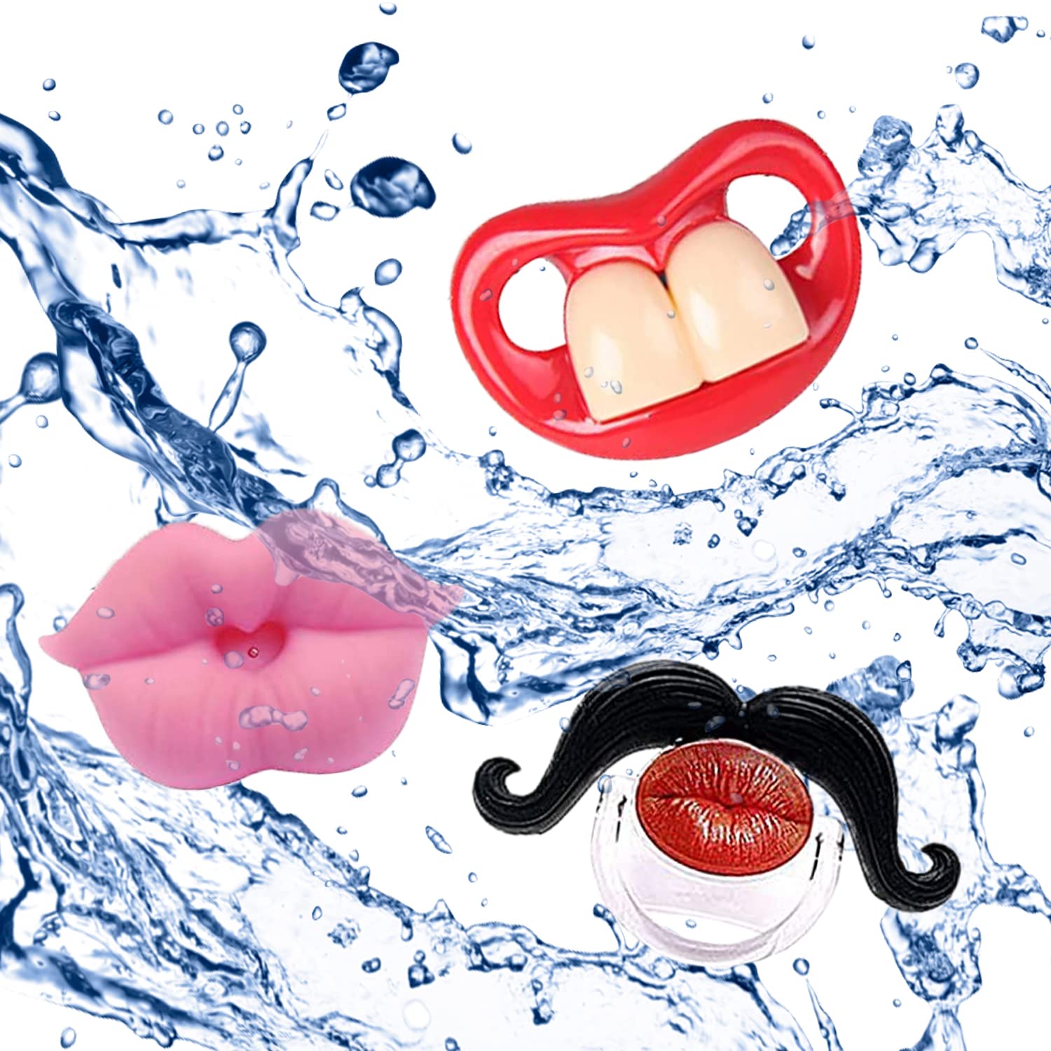 Austuff pacifier shown with steam disinfection steps for easy cleaning.