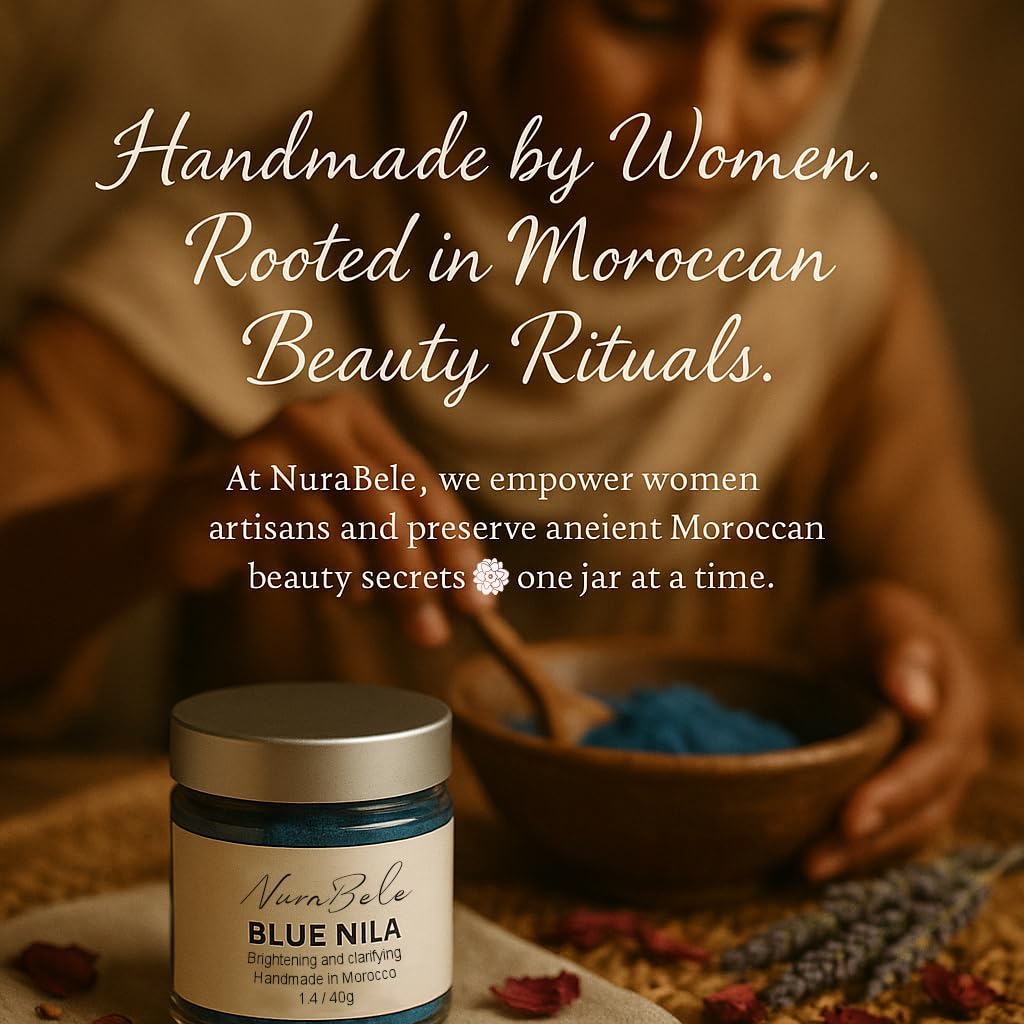 Authentic Moroccan Nila Powder 40g packaging closeup for portable use.
