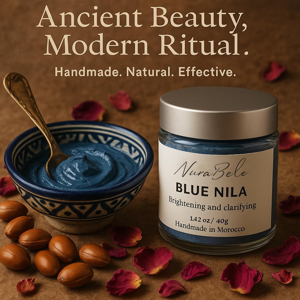 Authentic Moroccan Nila Powder hair treatment application closeup.