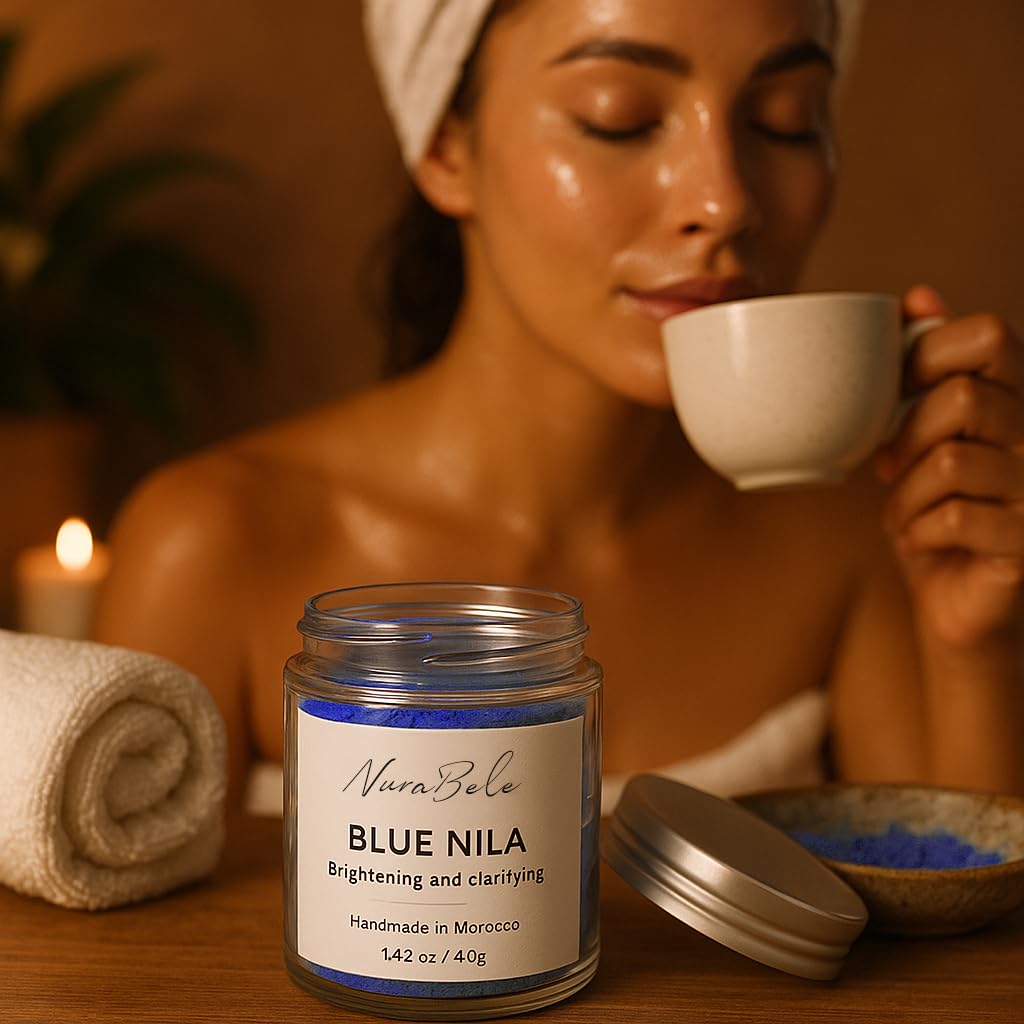 Authentic Moroccan Nila Powder natural ingredients label closeup.