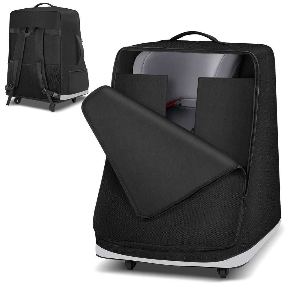 Automiim car seat travel bag large front pocket enhances organization and safety.