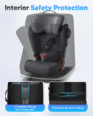 Automiim car seat travel bag features dual inner padded wings to cushion during handling.