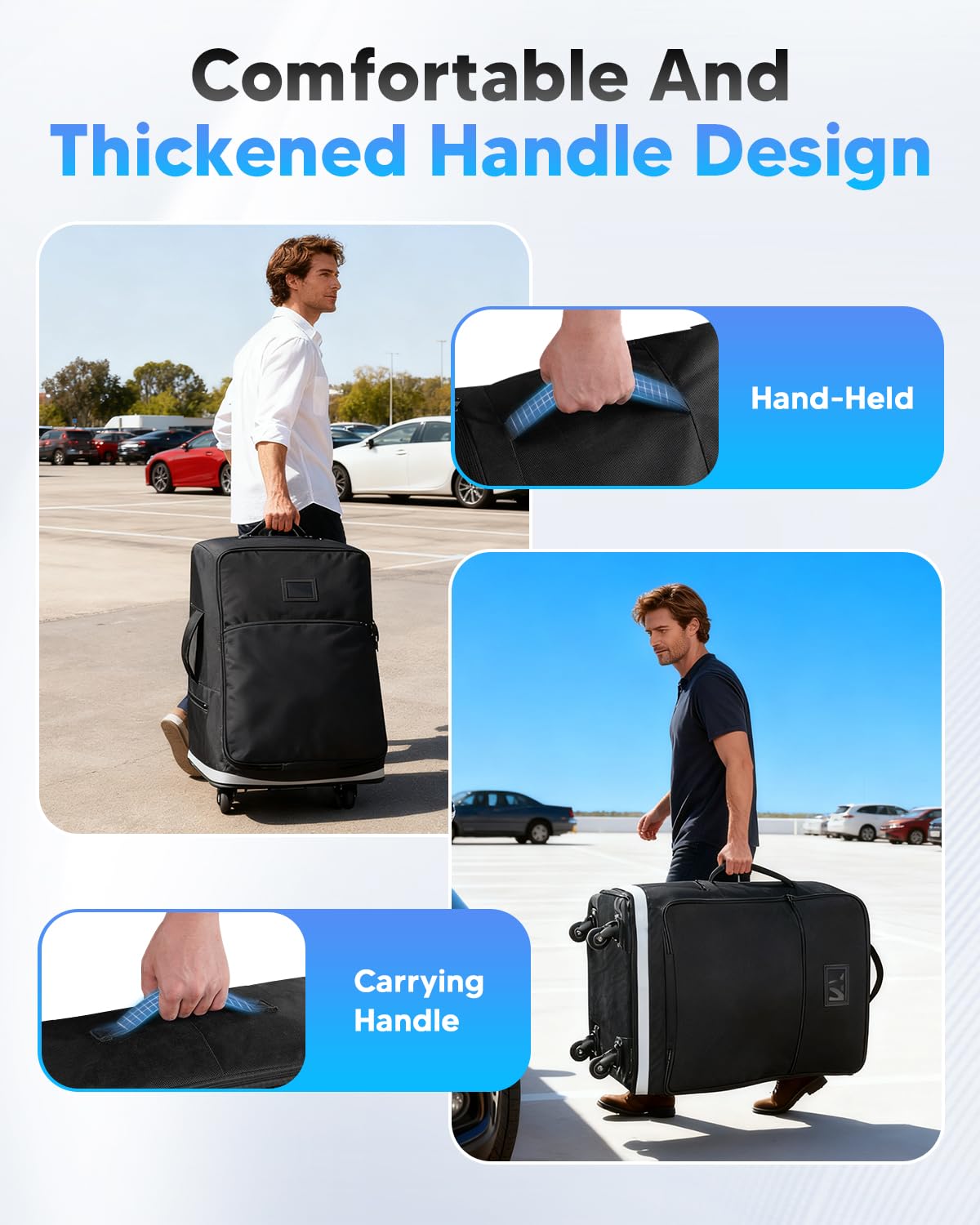 Automiim car seat travel bag seat fastener strap prevents shifting during travel.