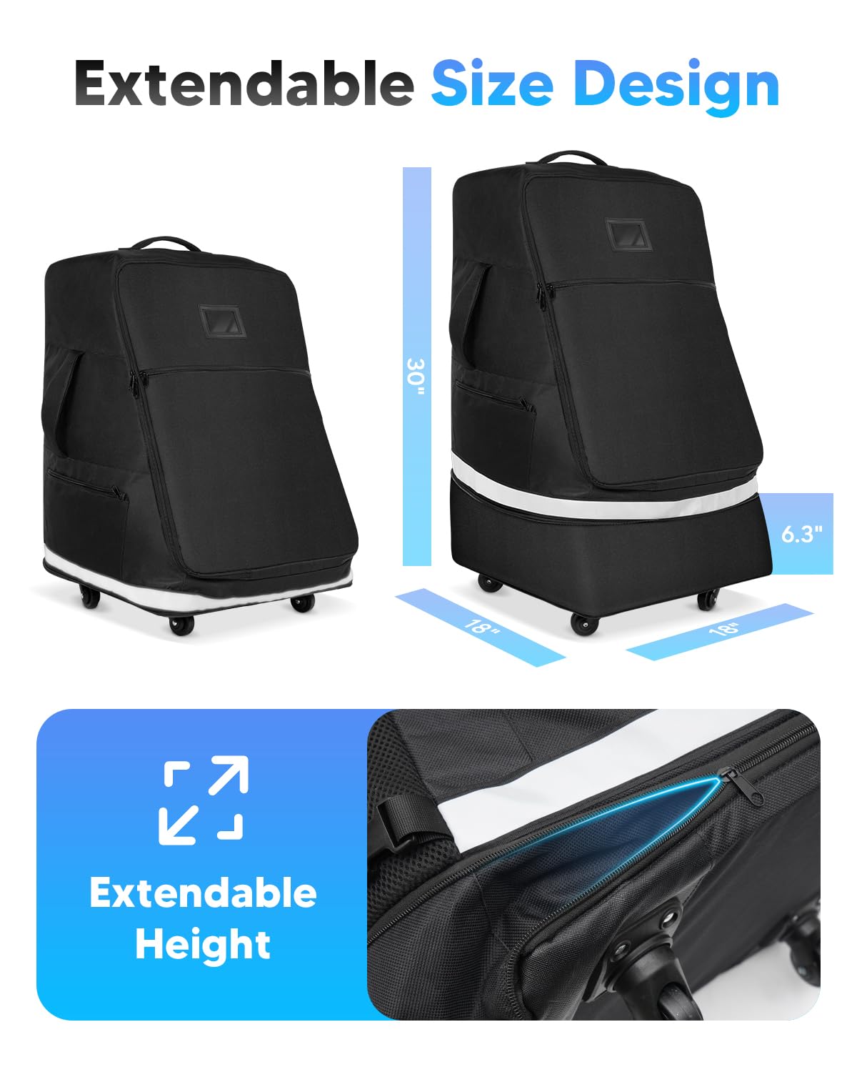 Automiim car seat travel bag wooden board base provides sturdy weight-bearing support.
