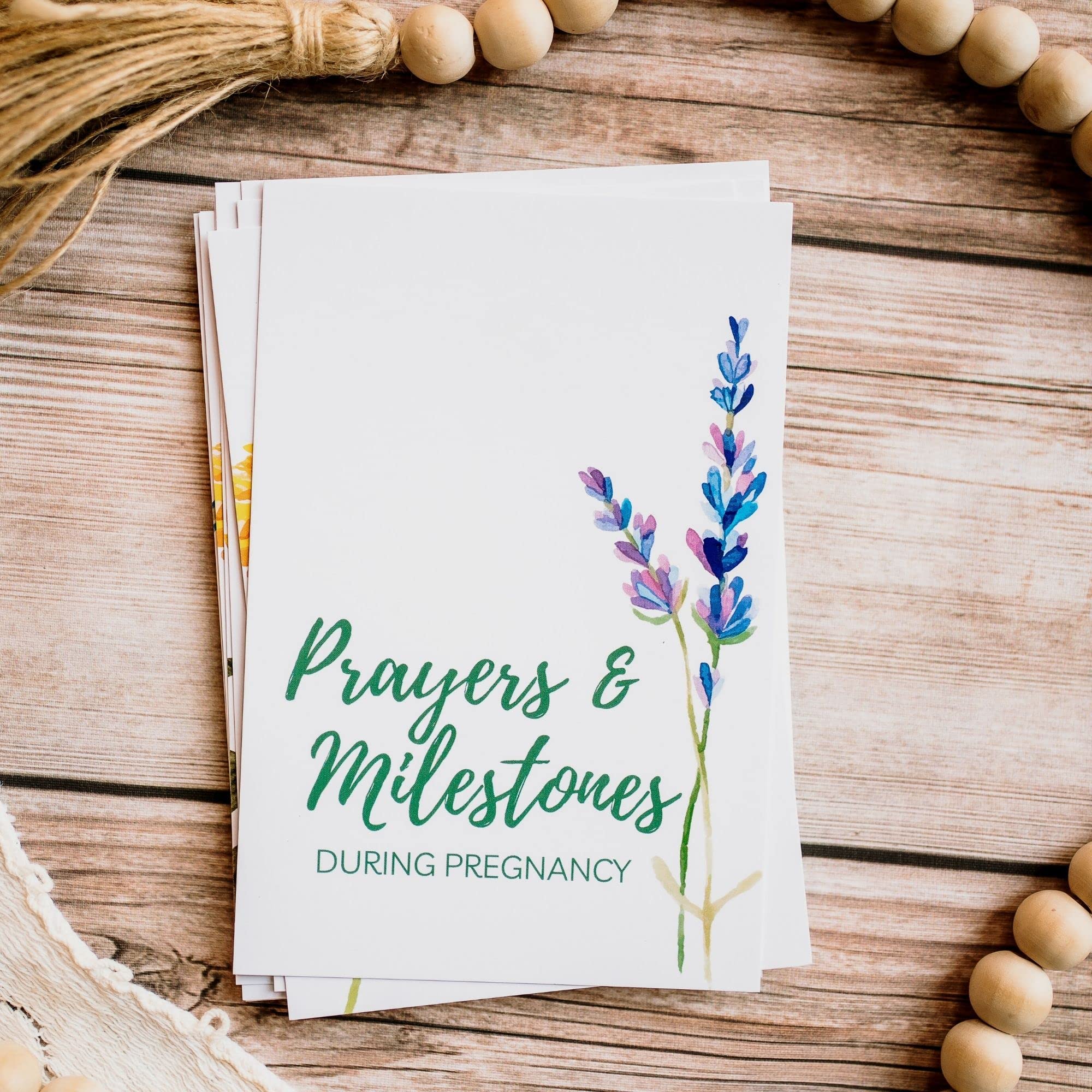 Autumn & Annie Prayer Cards displayed for baby shower setup