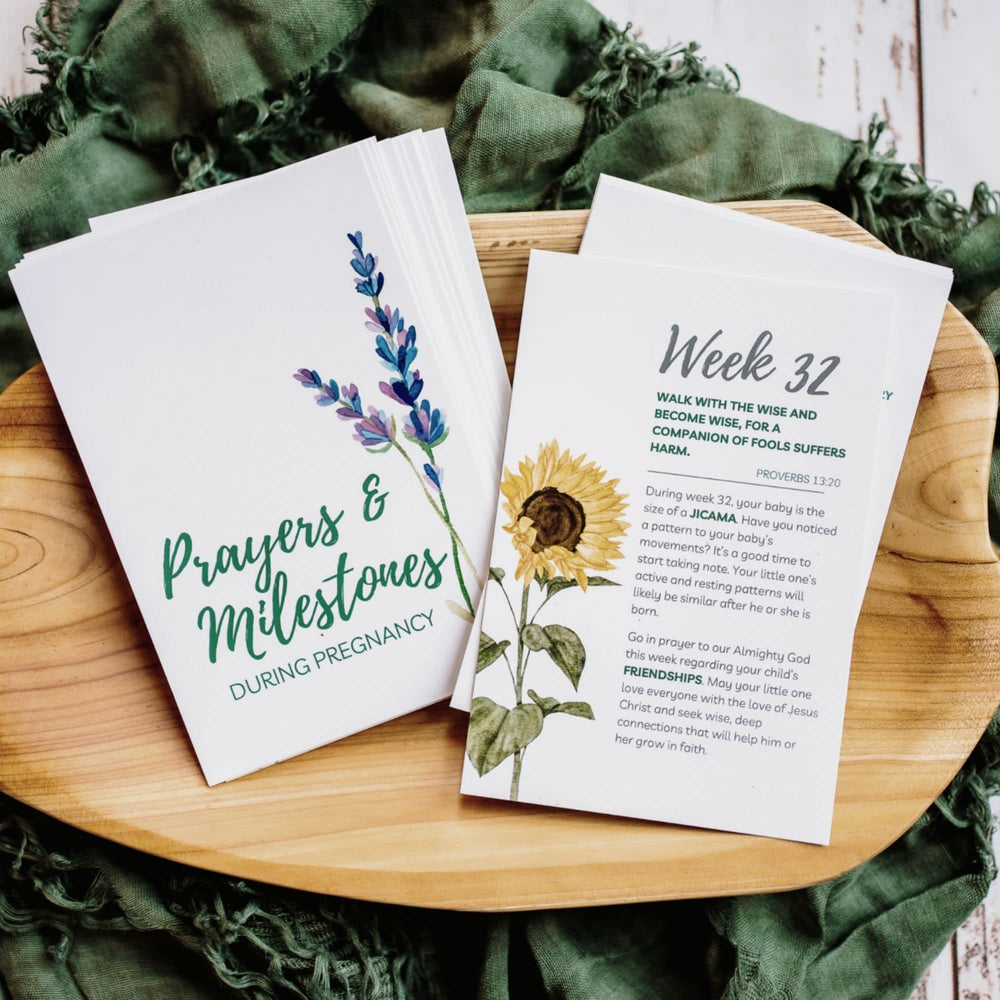 Autumn & Annie Pregnancy Prayer Cards Week 12 milestone display celebrates growing baby with hopeful anticipation