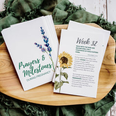 Autumn & Annie Pregnancy Prayer Cards Week 12 milestone display celebrates growing baby with hopeful anticipation