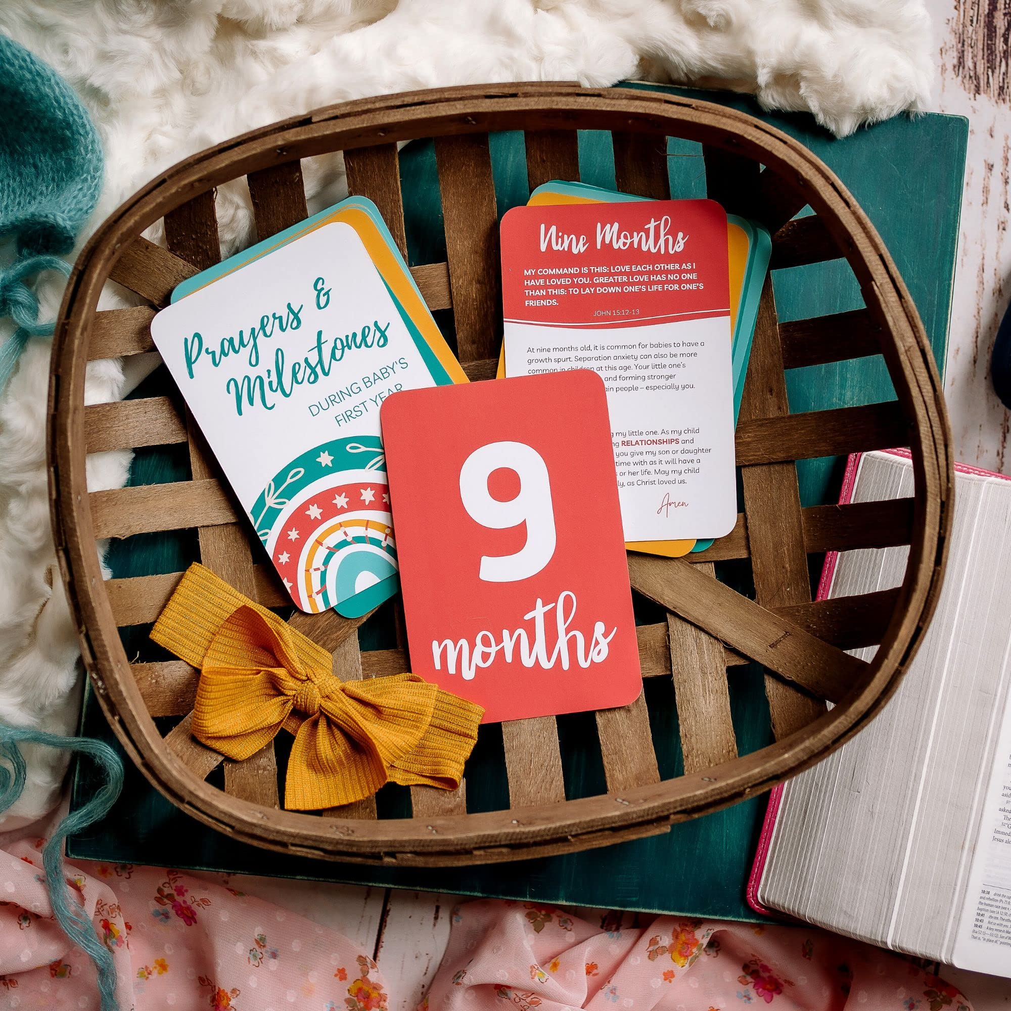 Autumn & Annie prayer milestone card birth back offers guidance through prayers.