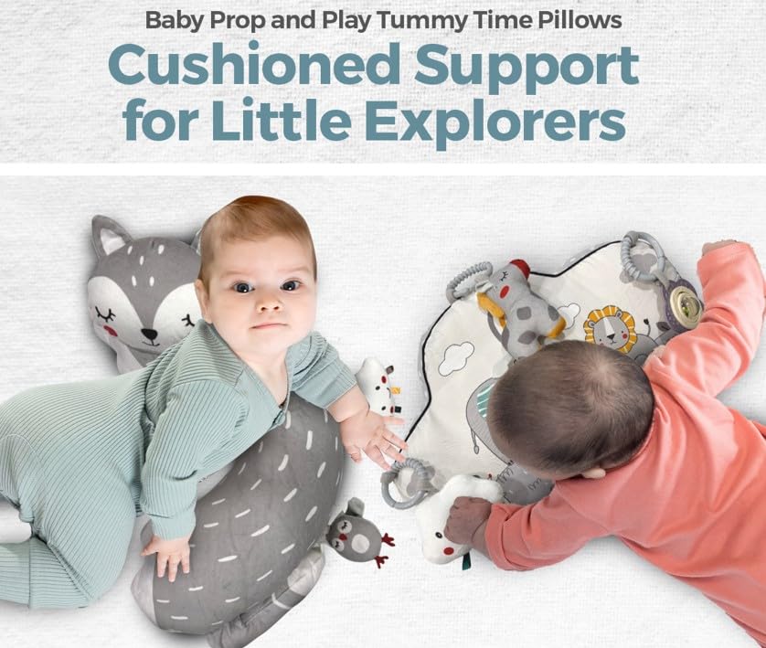 Autumn Bliss Co Tummy Time Pillow Gray Fox breathable material keeps baby comfy