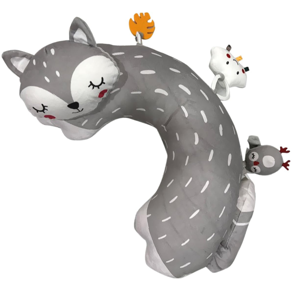 Autumn Bliss Co Tummy Time Pillow Gray Fox machine washable for easy cleanup