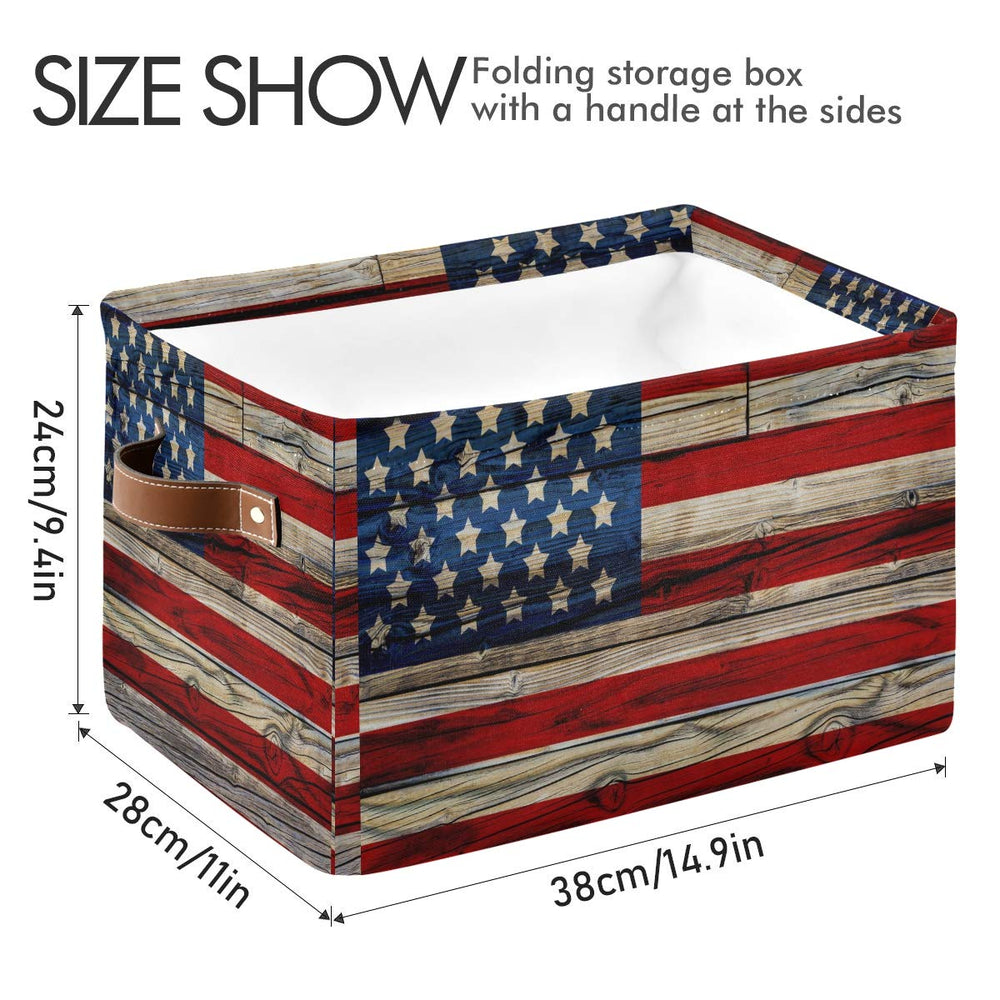 AUUXVA American Flag Patriotic Basket open top collapses for compact storage.