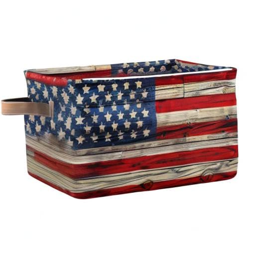 AUUXVA Patriotic storage basket adds decorative storage to living spaces.