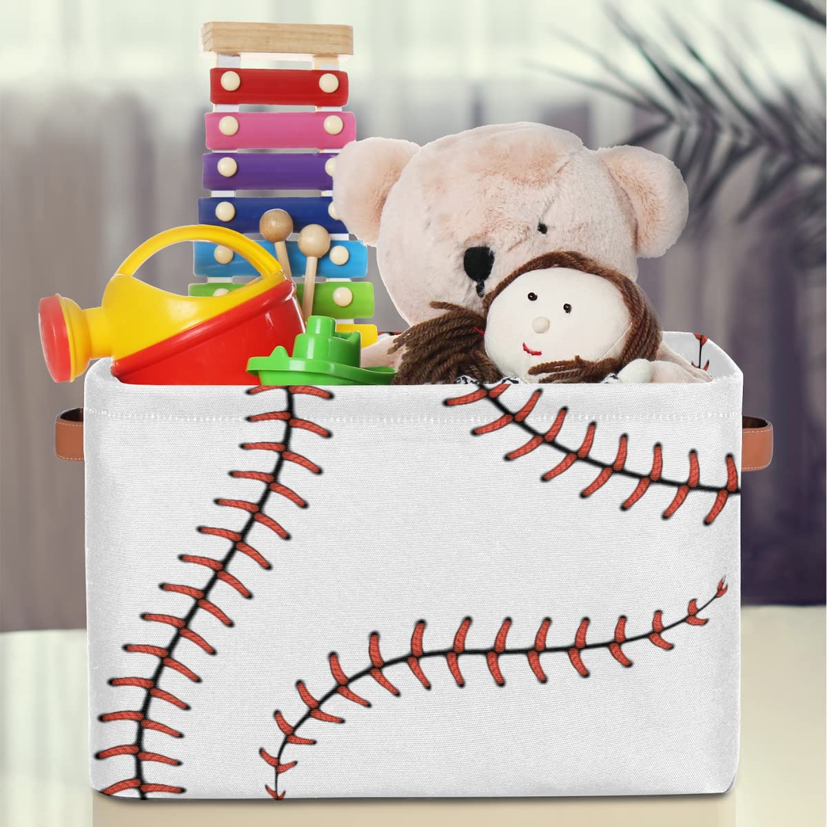 AUUXVA Baseball Stitches Basket closet organization in nursery