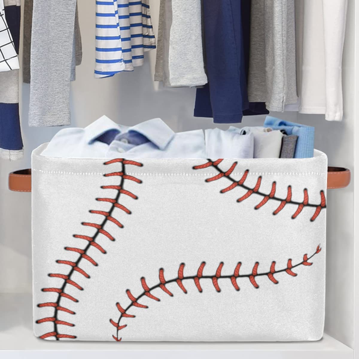 AUUXVA Baseball Stitches Basket folded for space-saving when not in use