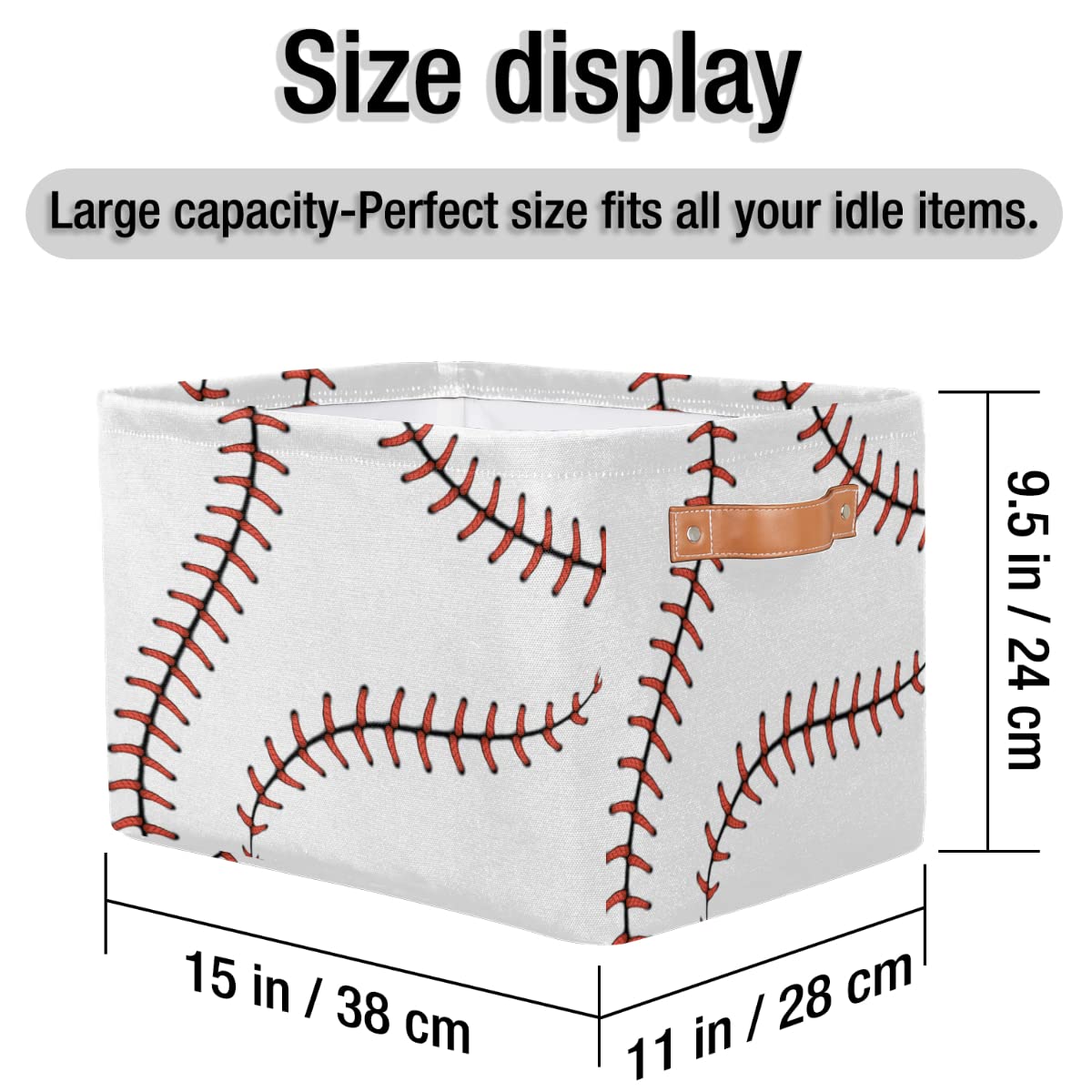 AUUXVA Baseball Stitches Basket inside white lining for clean storage