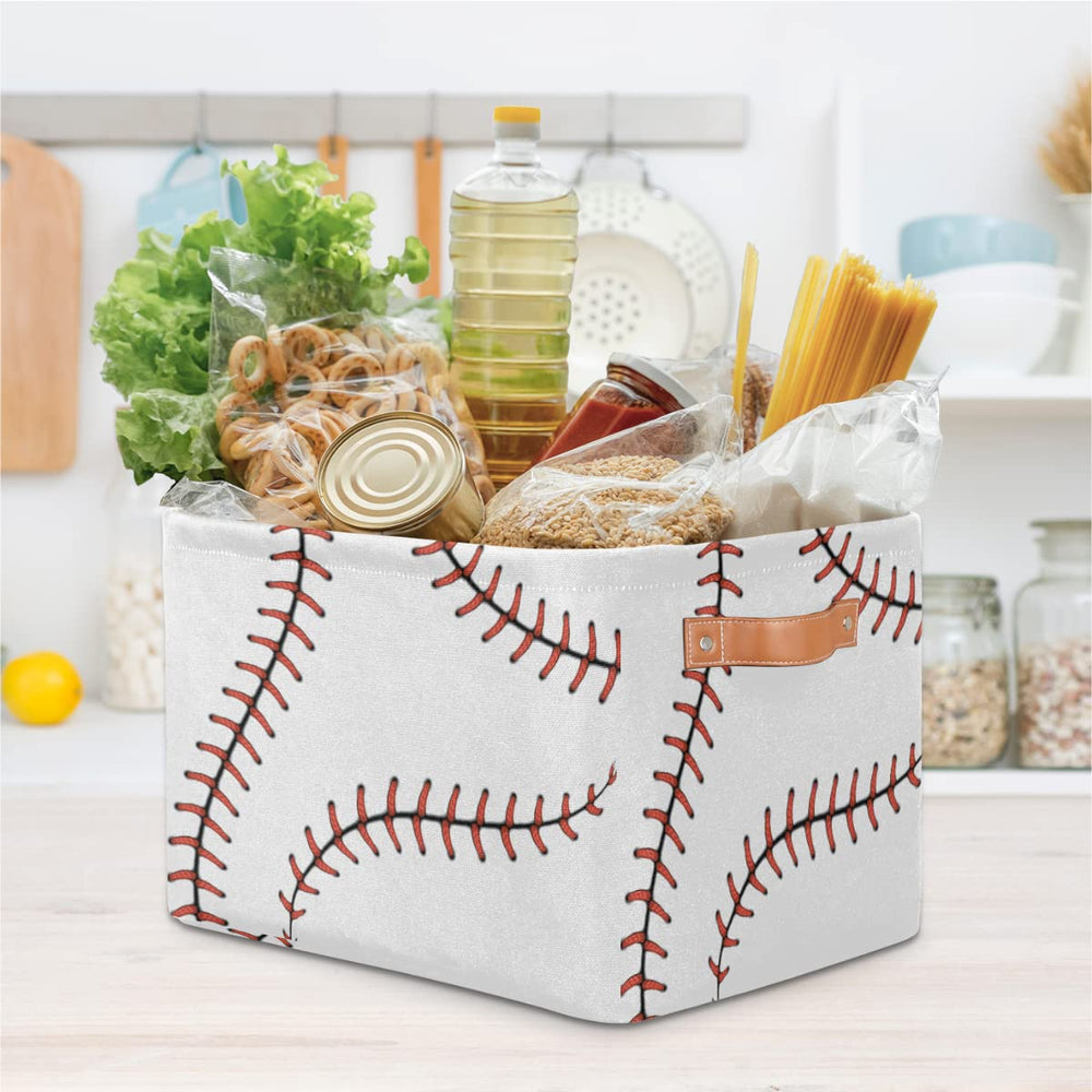 AUUXVA Baseball Stitches Basket toy storage in bedroom