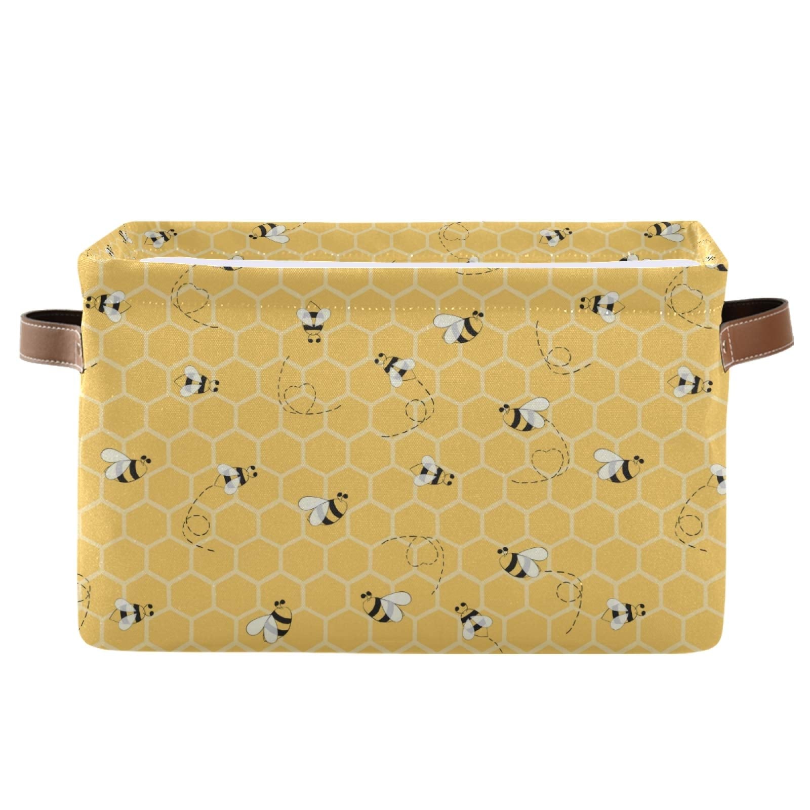 AUUXVA Cute Animal Bee Basket front view for nursery organization