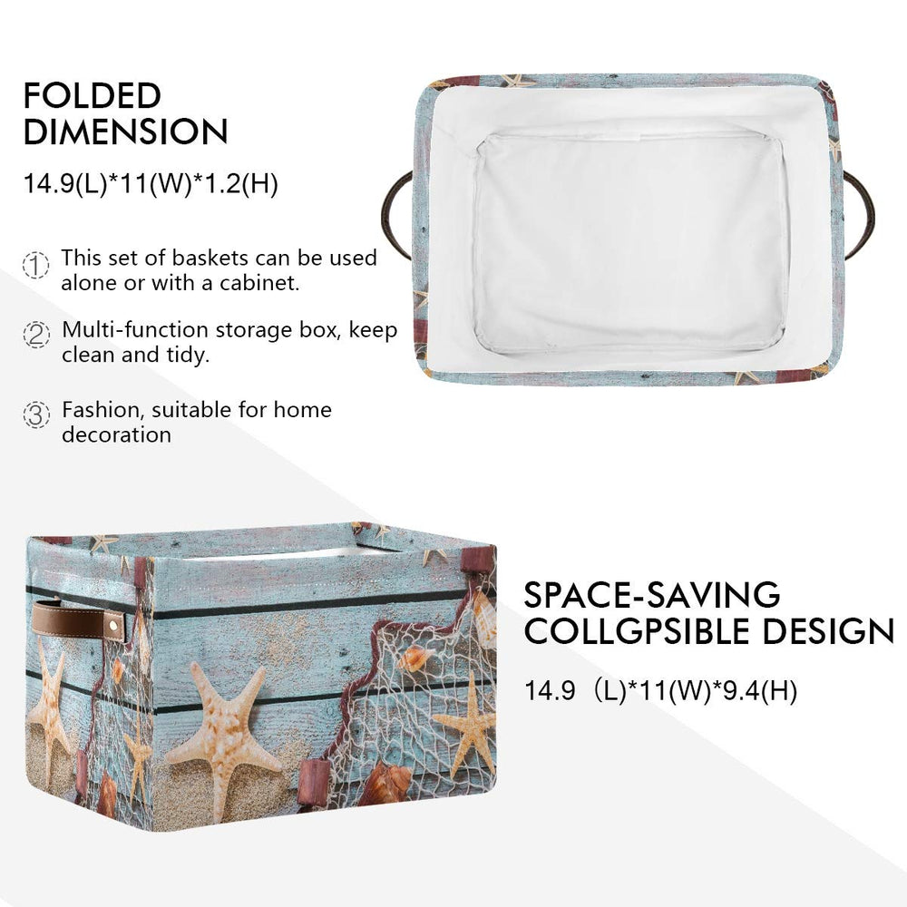 AUUXVA rustic starfish design storage bin showcases coastal style while corralling essentials
