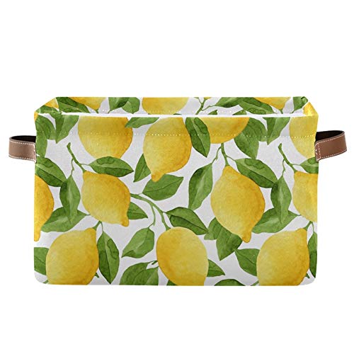 AUUXVA SEULIFE storage basket with lemon leaves motif for tidy closets and shelves.
