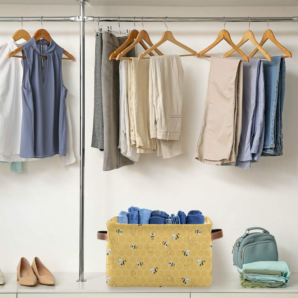 AUUXVA storage basket cube yellow waterproof inner lining protects contents.