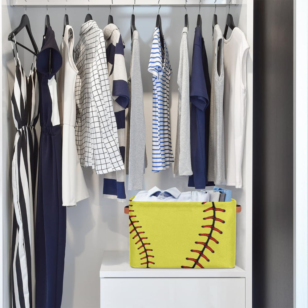 AUUXVA Yellow Baseball Storage Basket waterproof interior close-up highlights durability