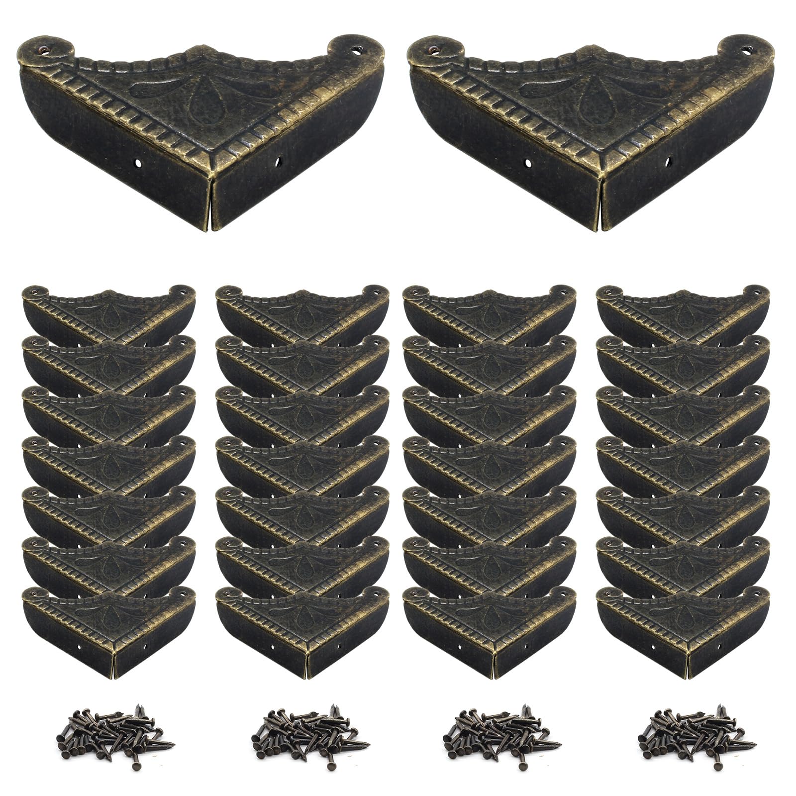 Auvotuis antique bronze corner protector close-up showing smooth edges for safe furniture use.