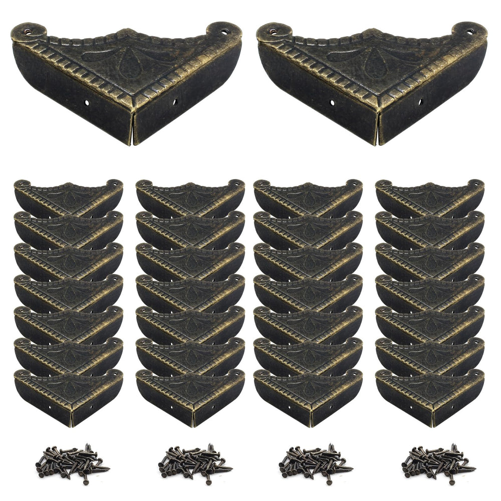Auvotuis antique bronze corner protector close-up showing smooth edges for safe furniture use.