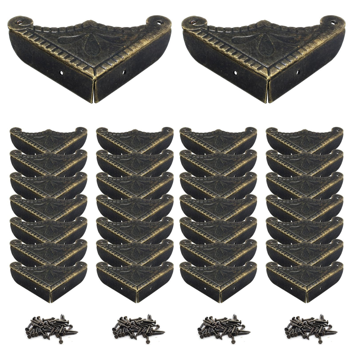 Auvotuis antique bronze corner protector close-up showing smooth edges for safe furniture use.
