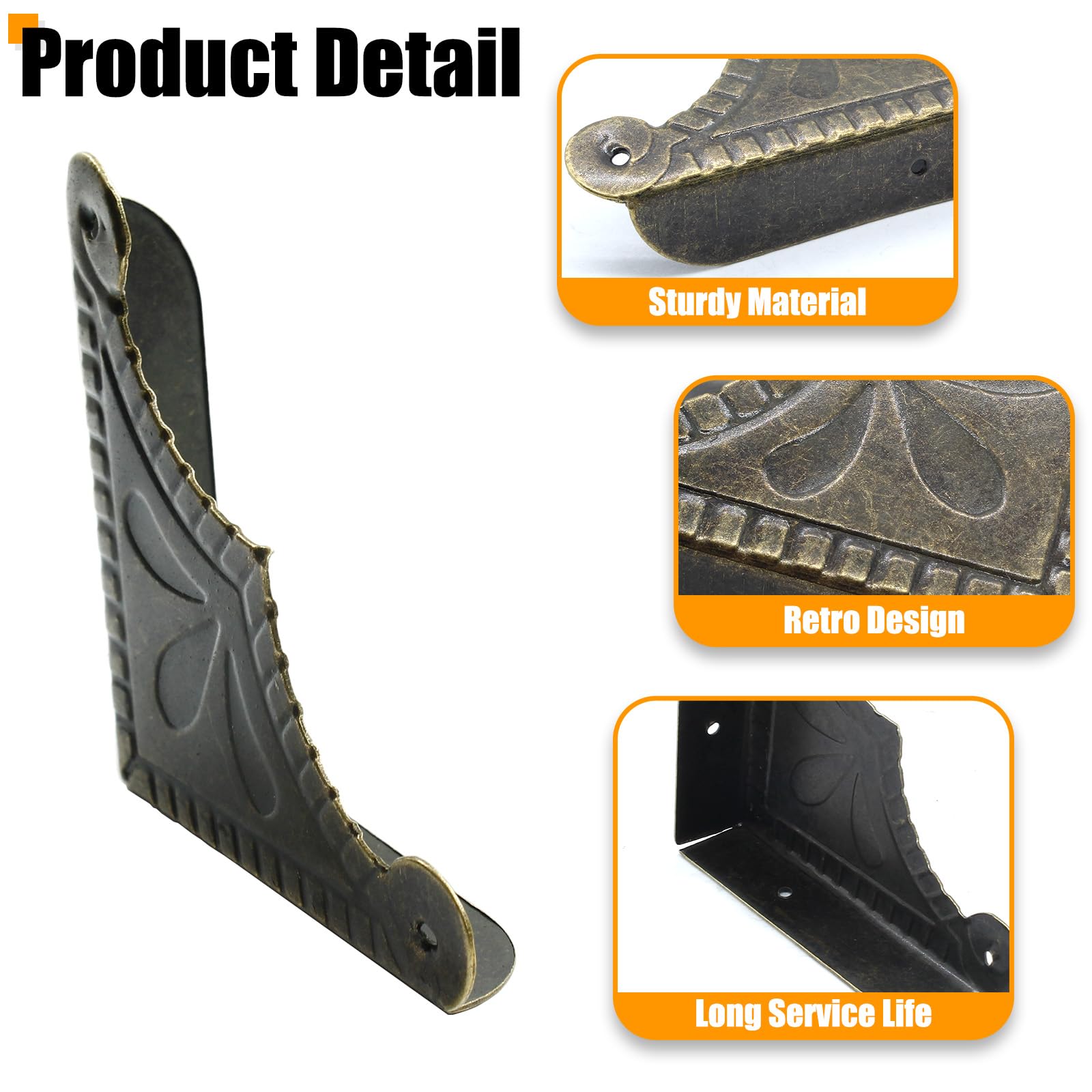 Auvotuis-installed corner protector on a wooden box demonstrates secure edge reinforcement.