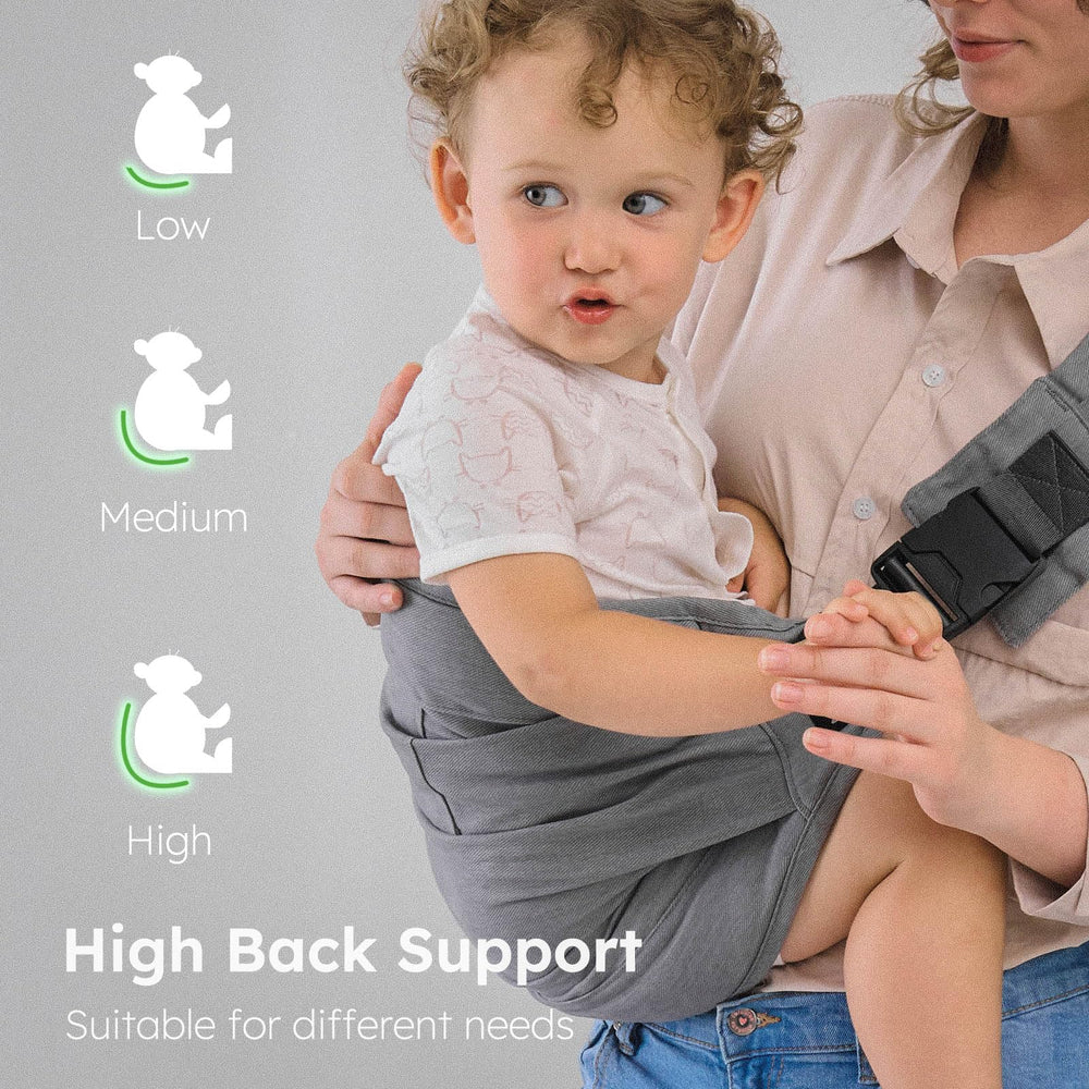 AUYEAZGO Toddler Carrier features a large ergonomic seat for hip-friendly posture