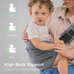 AUYEAZGO Toddler Carrier features a large ergonomic seat for hip-friendly posture