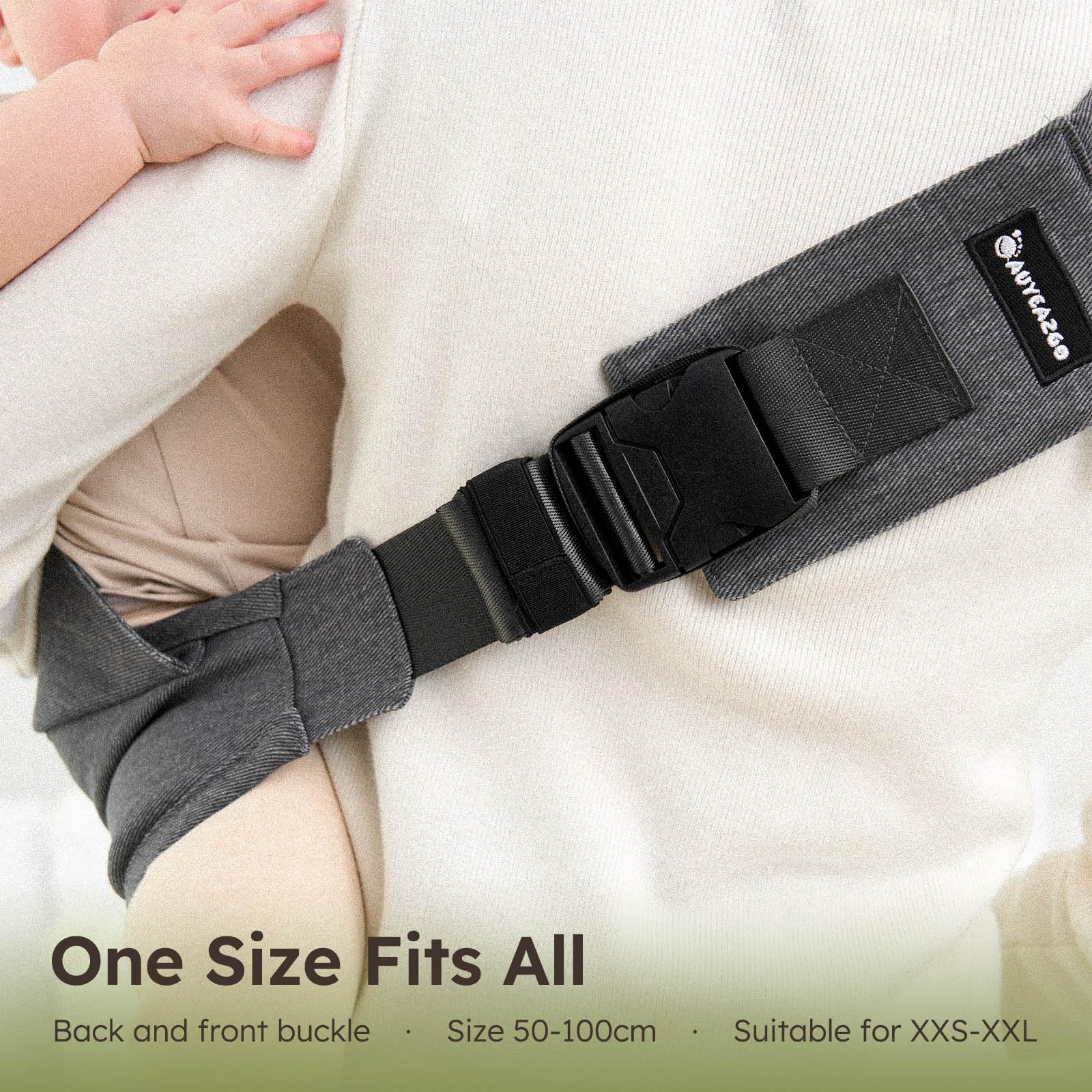 AUYEAZGO one-size-fits-all sling for ages 6-48 months.