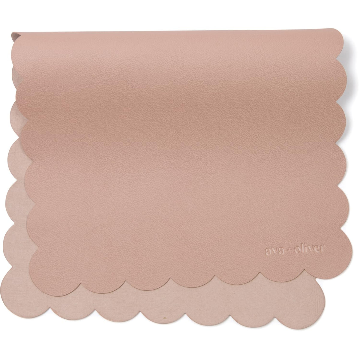 AVA + OLIVER vegan leather changing mat pink scallop fold for compact travel