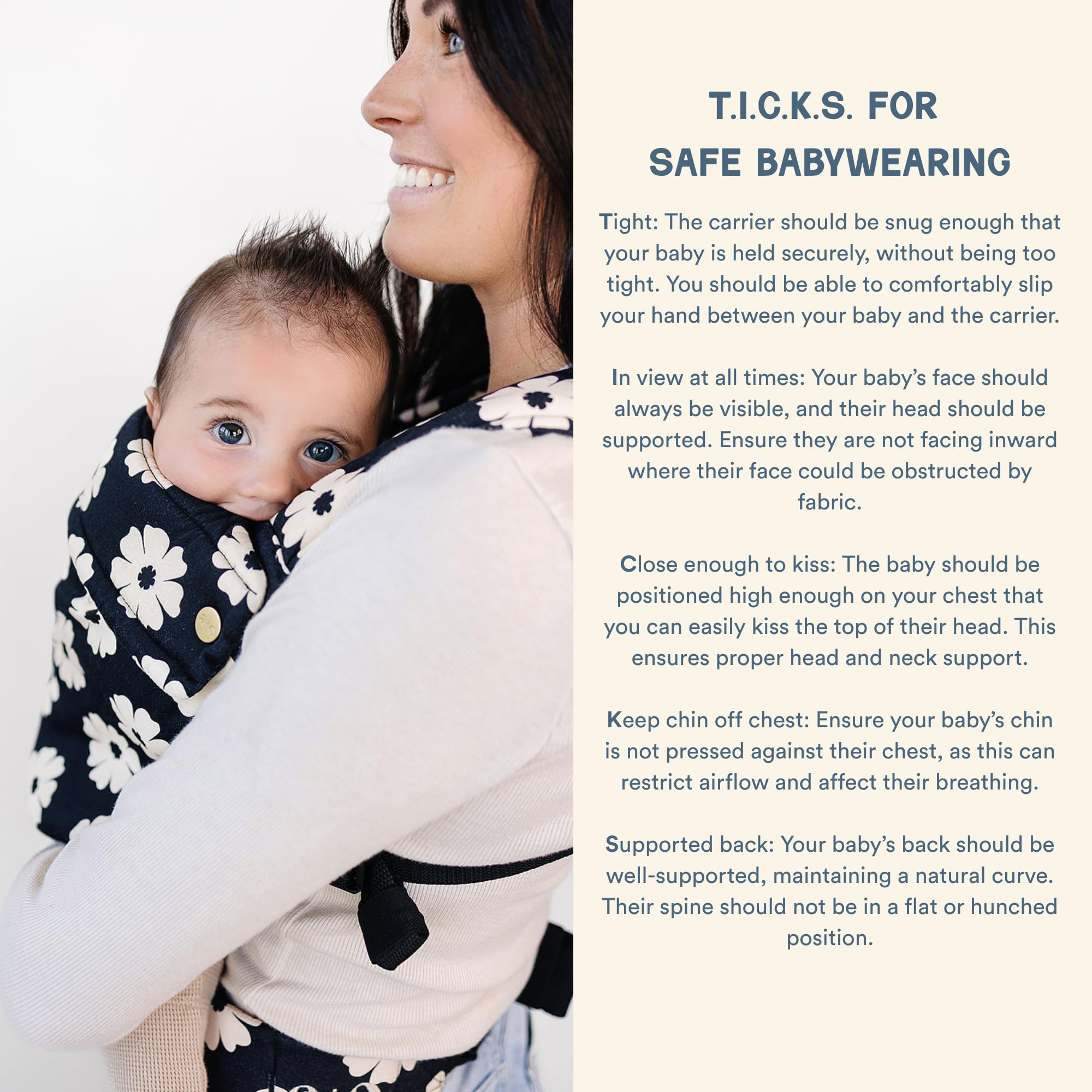 AVA OLIVER Essential Carrier deep seat hip-friendly design shown in action.
