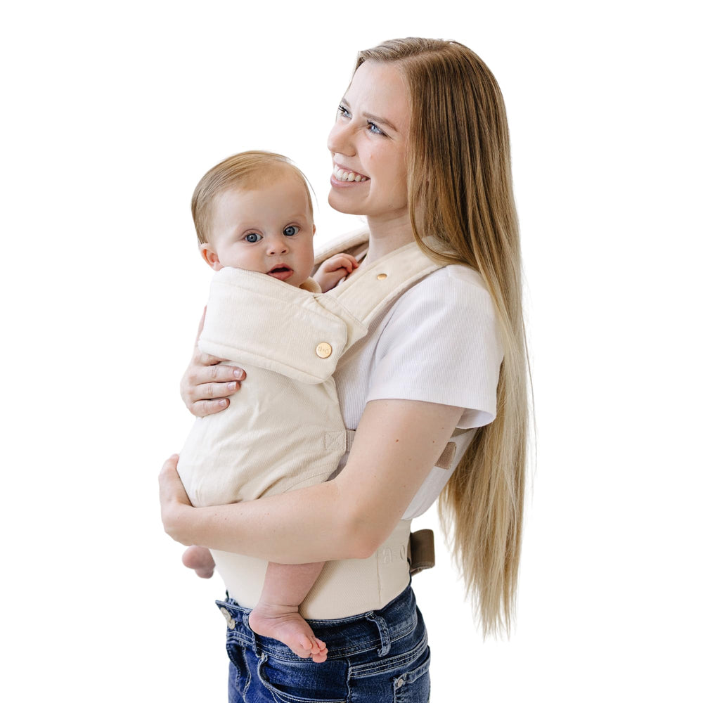 Ava & Oliver essential baby carrier front carry view for hands-free errands.